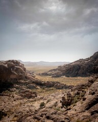 Landscape of the mountains in El Paso Texas with cloudy sky background