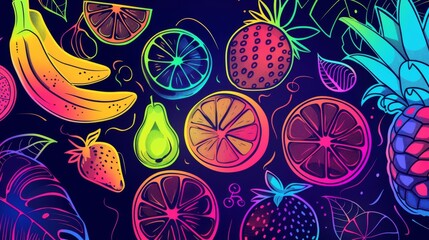 Line art of tropical fruit for a summer sale promotion.