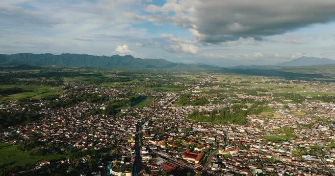 Top view of Bukittinggi is the third largest city in West Sumatra, Indonesia.