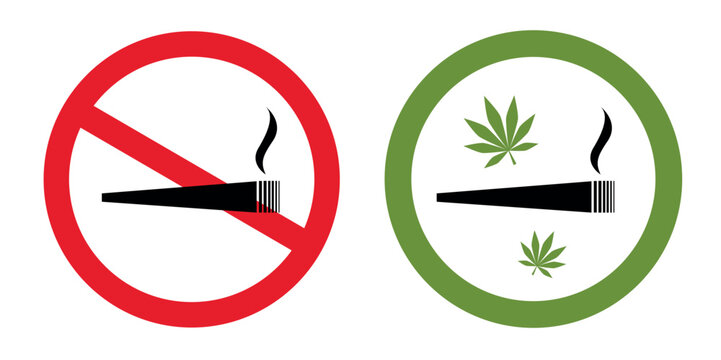 cannabis forbidden and allowed sign vector illustration