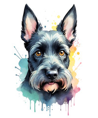 Vibrant Modern Watercolor Canine Portrait