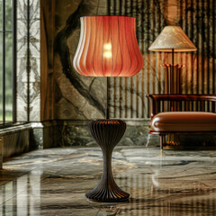 Fototapeta premium Ribbed Floor Lamp modern Floor Lamp Concept Wallpaper Background Brainstorming Cover