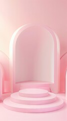 Stand podium wall scene pastel color background, geometric shape for product display presentation