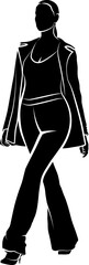 Silhouette of  Woman In Pants And Jacket. Vector monochromatic illustration
- 781991158