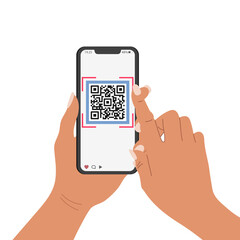 QR code mobile phone scan on screen. Business and technology concept. Illustration. Vector.