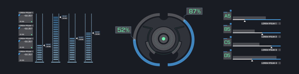 Futuristic hud dashboard display. 
Big collection HUD. Futuristic User Interface set. 
Statistics, infographic 