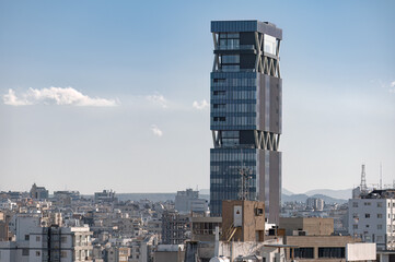 Modern skyscraper dominating Nicosia cityscape