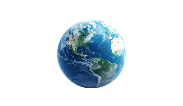 Blue planet earth isolated on transparent and white background.PNG image.