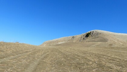 Big desert on a sunny day against the clear blue sky