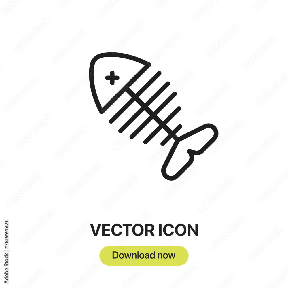 Poster Fishbones icon vector. Linear-style sign for mobile concept and web design. Fishbones symbol illustration. Pixel vector graphics - Vector.	
