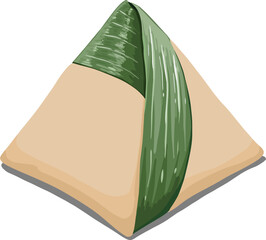 Vector Hand Drawn Illustration Malay dish called Nasi Lemak Bungkus Daun Pisang