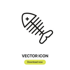Fishbones icon vector. Linear-style sign for mobile concept and web design. Fishbones symbol illustration. Pixel vector graphics - Vector.	
