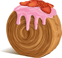 Vector Hand Drawn Illustration Strawberry Cromboloni