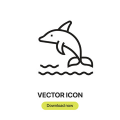 Dolphin icon vector. Linear-style sign for mobile concept and web design. Dolphin symbol illustration. Pixel vector graphics - Vector.	
