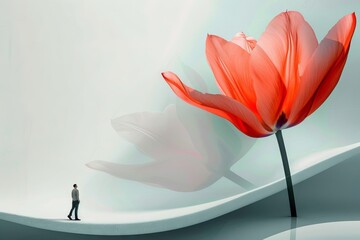 Alone Man Silhouette In Big Flower, Lonely Person, Sad Story, Creativity, Spiritual Practices, Mandala