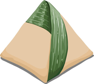 Vector Hand Drawn Illustration Malay dish called Nasi Lemak Bungkus Daun Pisang
