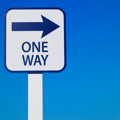 one way sign on sky