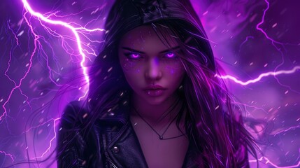 Obraz na płótnie Canvas Beautiful Girl With Purple Eyes And Dark, Background Images , Hd Wallpapers
