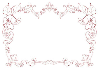 Line art vintage floral frame