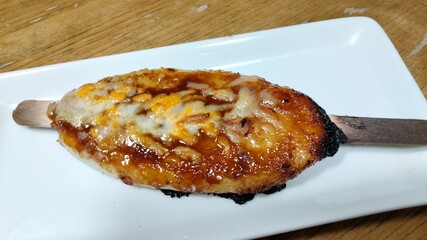 Gohei mochi, food made by kneading and baking rice, Japanese food