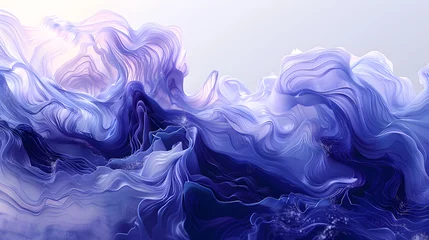 Zelfklevend Fotobehang Thunder storm illustration. Light purple and dark navy colors water swirls, in the style of fluid landscapes background.  © Oksana