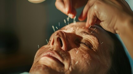 A patient receiving acupuncture therapy from a licensed practitioner.