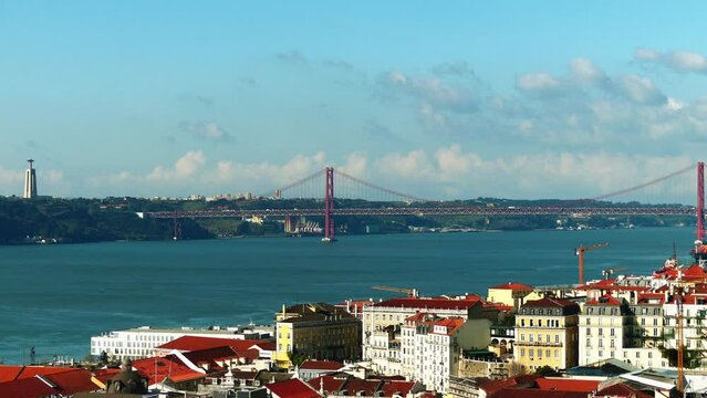 25 de Abril Bridge in Lisbon, capital of Portugal