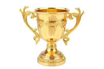Fototapeta na wymiar Golden Trophy Cup Award - Isolated on White Transparent Background, PNG 