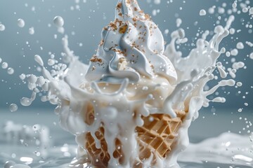 Melting Ice Cream Splash, Icecream Melt, Flow Dripping Yogurt, Melting Ice Cream