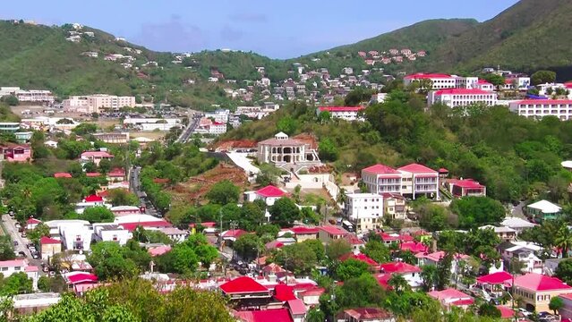 Beautiful panorama of St Thomas on a sunny day, US Virgin Islands