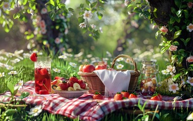 picnic basket with apples