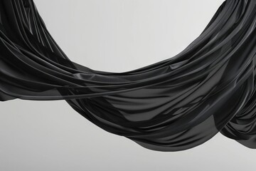 Dramatic black fabric or curtain flying, perfect for grand opening ceremonies or theatrical backgrounds, 3D render - obrazy, fototapety, plakaty
