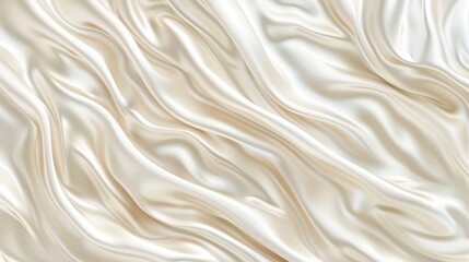 White yogurt, milk, or cream texture. Abstract background with soft silk fabric, liquid yoghurt, dairy product or cosmetic creme, modern realistic illustration.
