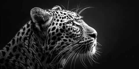 Monochrome Wildlife Portrait: Black and White Leopard Side View,