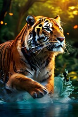 wildlife montage blending animal photography with digital jungle foliage and fantasy elements