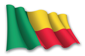 Realistic waving flag of Benin
