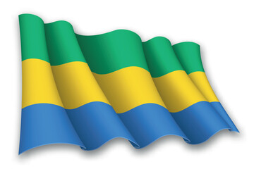 Realistic waving flag of Gabon