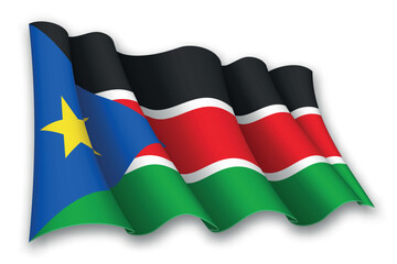 Obraz premium Realistic waving flag of South Sudan