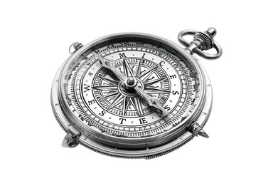 Compass, silver color, sparkles beautifully
isolated on white background