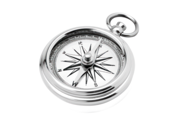 Compass, silver color, sparkles beautifully
isolated on white background