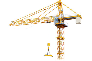 Crane, lifting things, building construction, yellow
isolated on white background