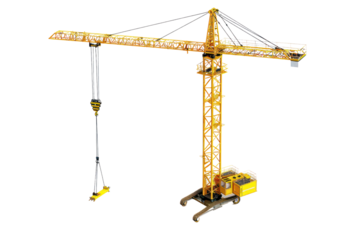Crane, lifting things, building construction, yellow
isolated on white background