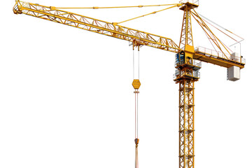 Crane, lifting things, building construction, yellow
isolated on white background