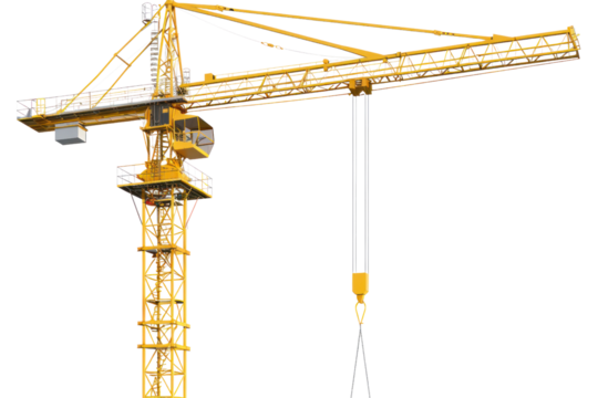 Crane, lifting things, building construction, yellow
isolated on white background