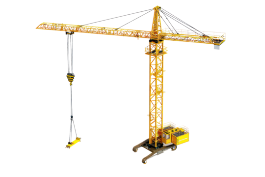 Crane, lifting things, building construction, yellow
isolated on white background