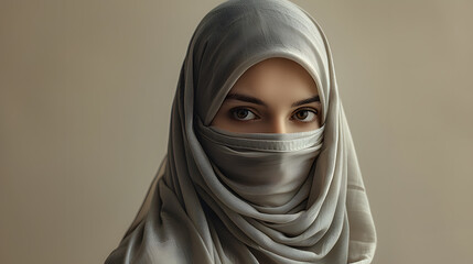 Naklejka premium Close up portrait of young woman wearing a niqab