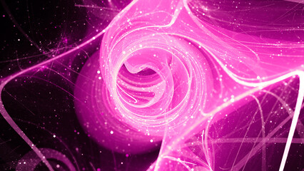 Pink glowing multidimensional quantum force field with elementary particles - 782006941