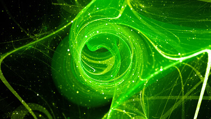 Green glowing multidimensional quantum force field with elementary particles - 782006957