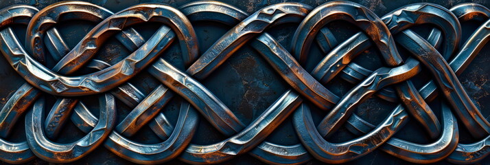 pattern featuring Celtic knotwork, characterized by interwoven lines and intricate geometric shapes from ancient Celtic art and metalwork. - obrazy, fototapety, plakaty