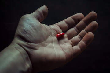 One red pill in the palm - 782008126